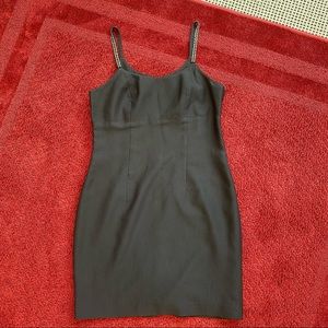 Simon Chang Black Dress with Rhinestone Straps